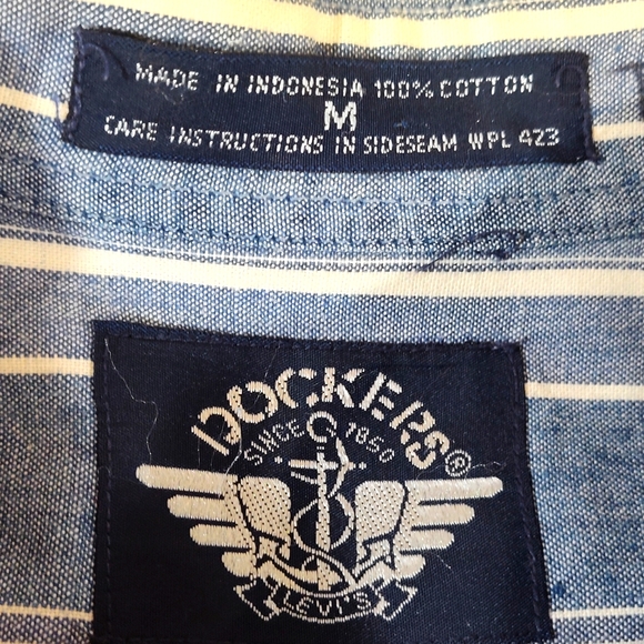 Dockers Men's Blue & White Short-Sleeve Button-Down Size M 100% Cotton Lot of 2 - Picture 4 of 16